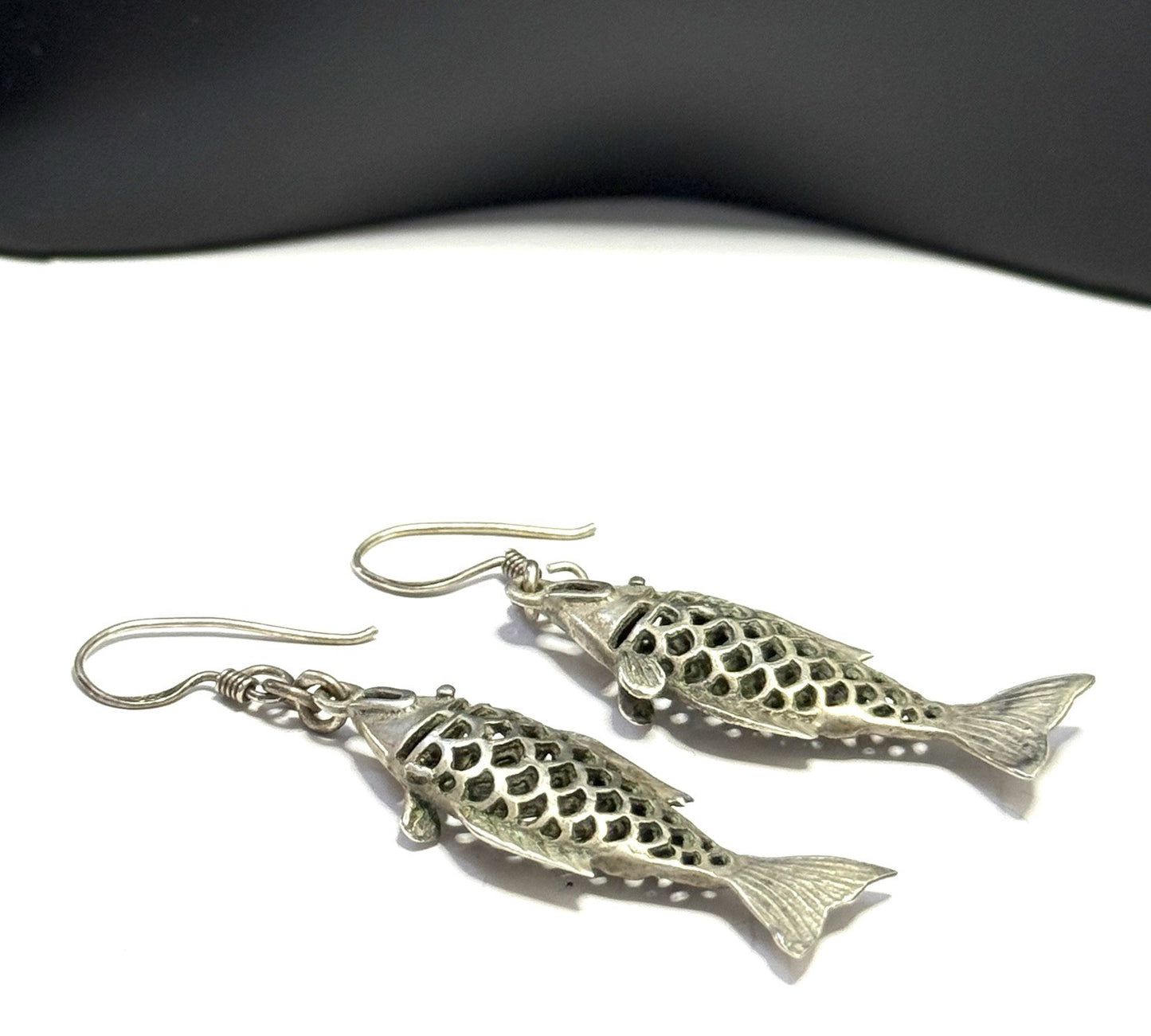 Fabulous Unique Fish Earrings Silver 925