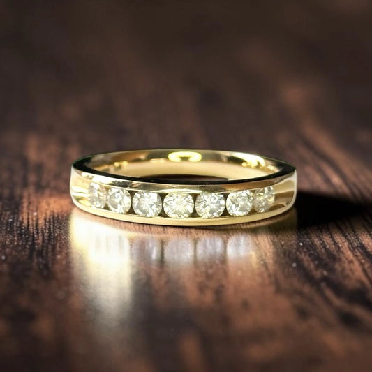 Full IGI Report 0.54ct Leo Natural Diamond Channel Set 18ct Yellow Gold Ring