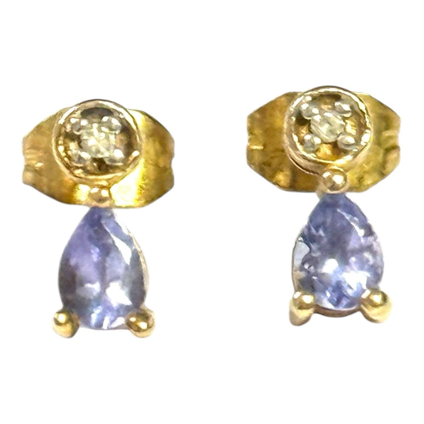 Tanzanite & Diamond Gold Stud Earrings