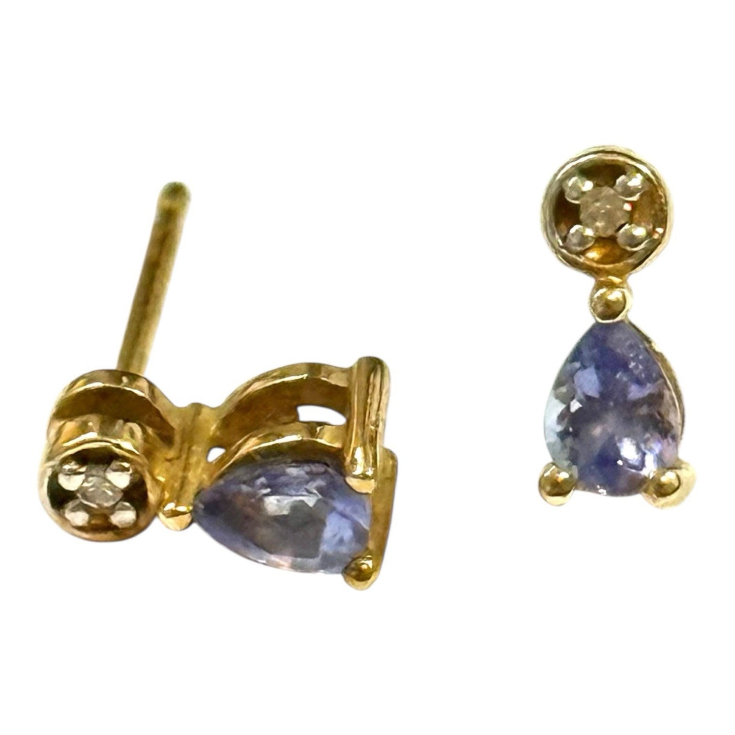Tanzanite & Diamond Gold Stud Earrings