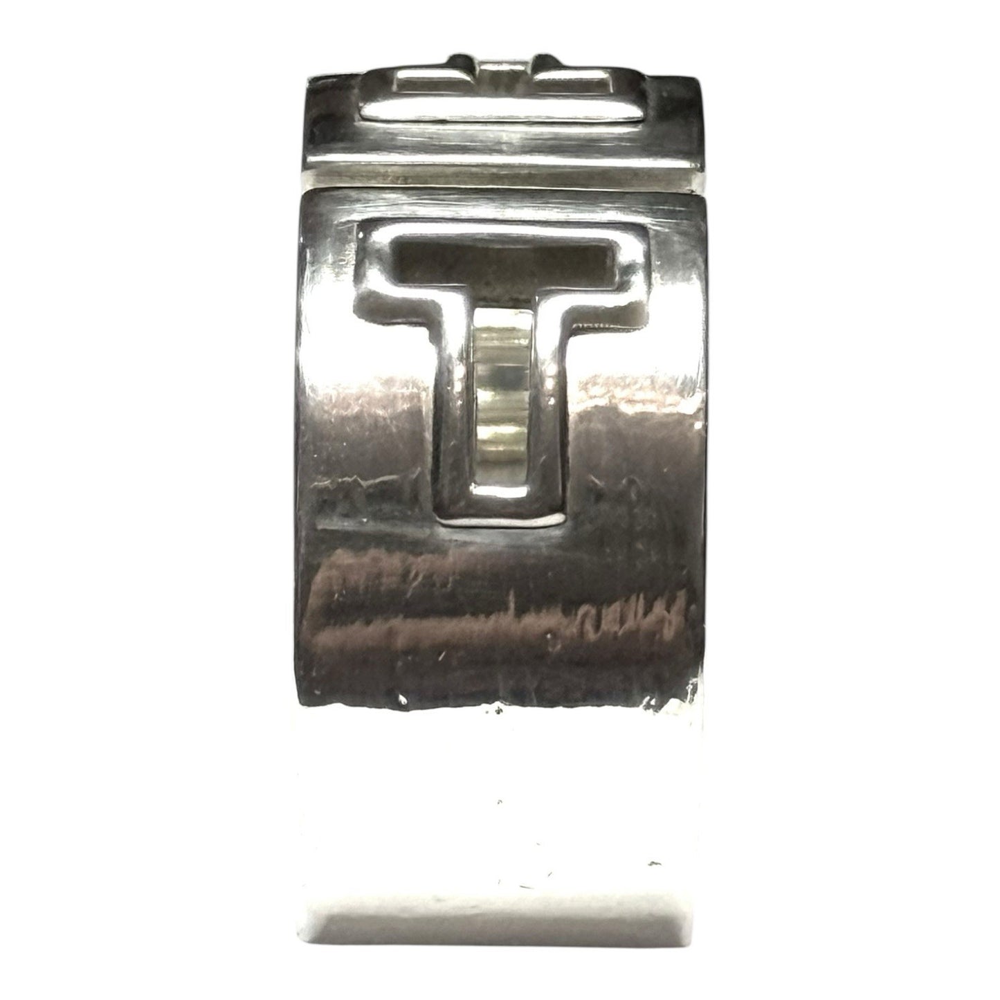 Tiffany & Co Sterling Silver T Cutout Wide Band Ring. Size P Retired
