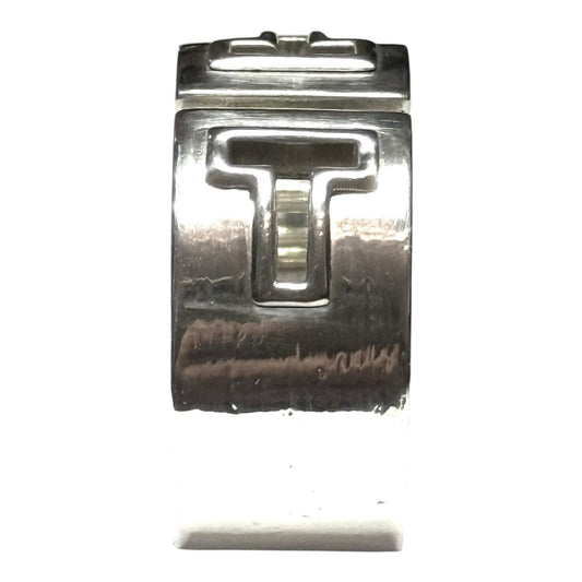 Tiffany & Co Sterling Silver T Cutout Wide Band Ring. Size P Retired