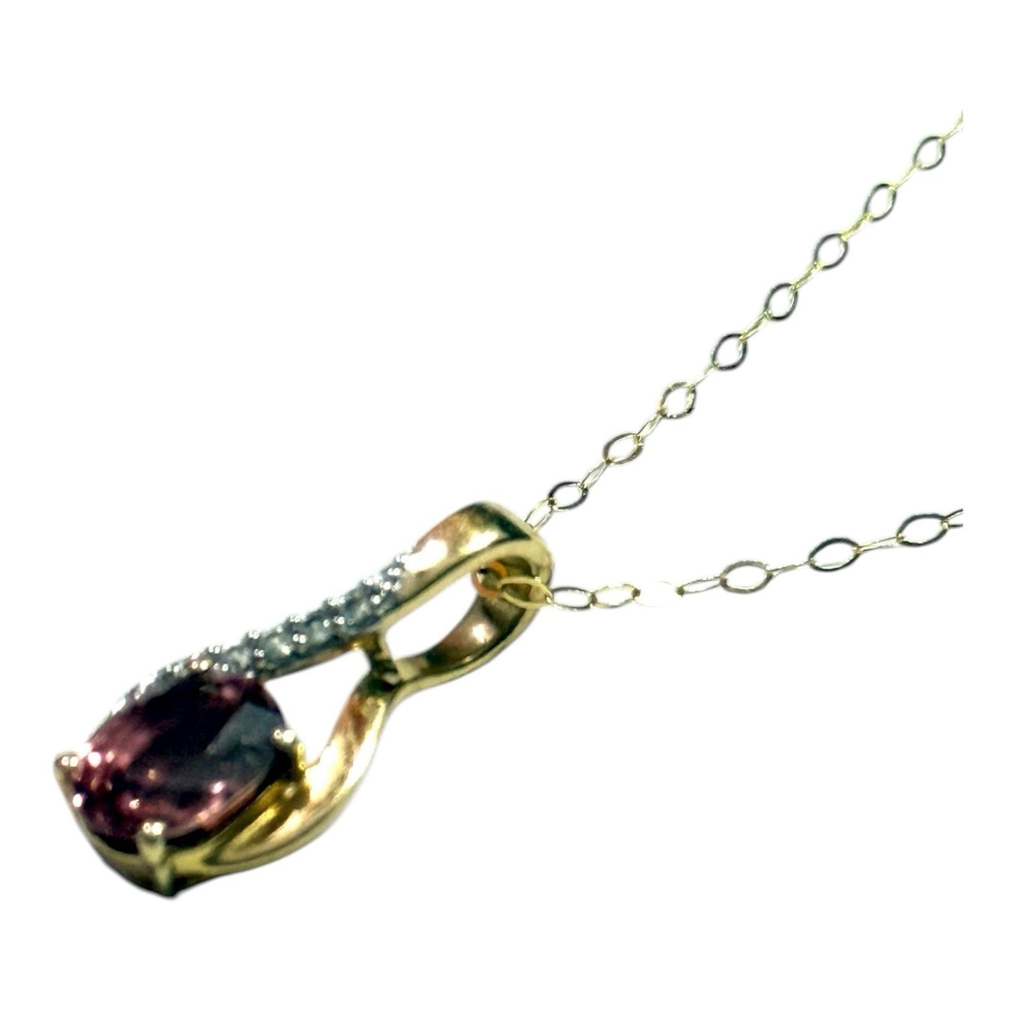 Pink & White Spinel Pendant & Chain 9ct Gold