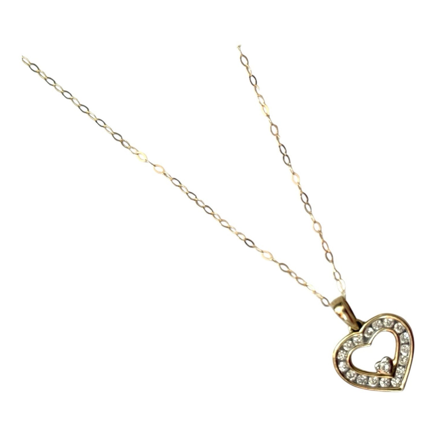 Pretty Diamond 0.45ct Heart Pendant & Chain 9k Gold