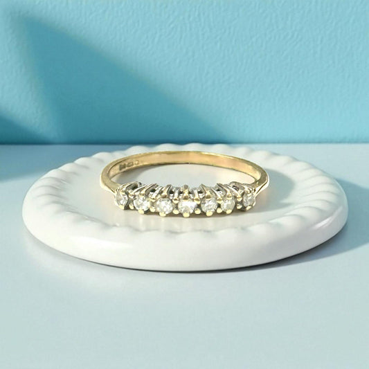 Seven Diamond Gold Stacking Ring