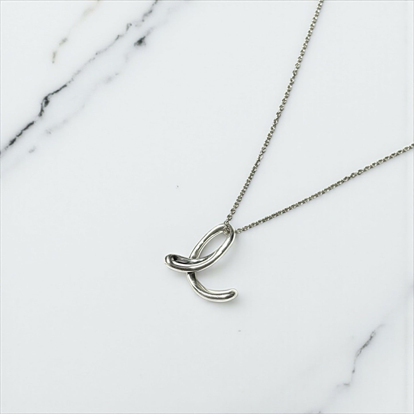 Tiffany & Co. Initial Letter 'e' Necklace 30" Elsa Peretti Silver 925