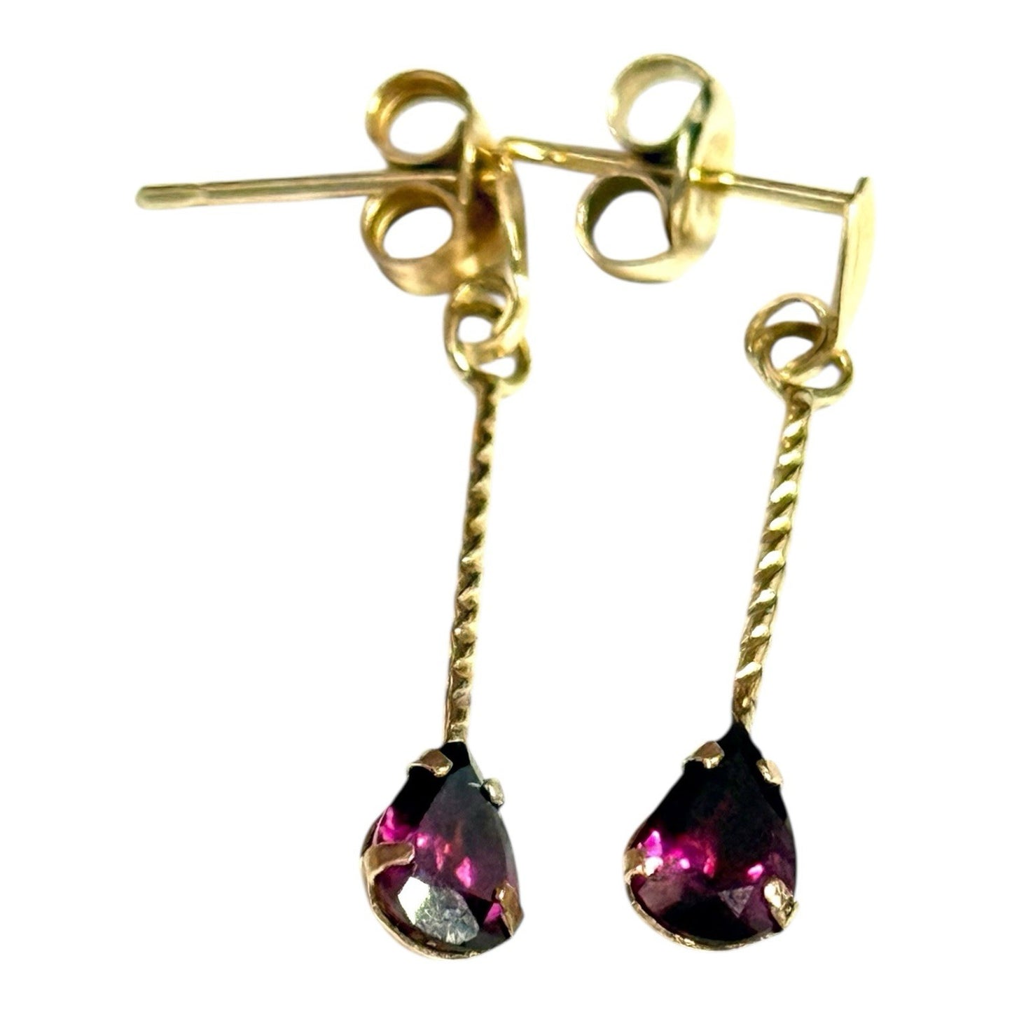 Eye-catching Rhodolite Garnet Gold Drop Earrings