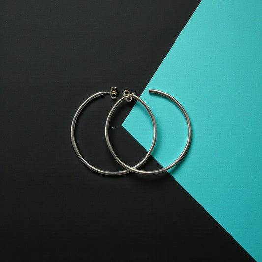 Rare Tiffany & Co 2" Large Hoop Silver 925 Earring Authentic
