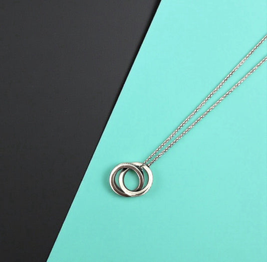 Authentic TIFFANY & Co 1837 Interlocking Circles Necklace Silver 925