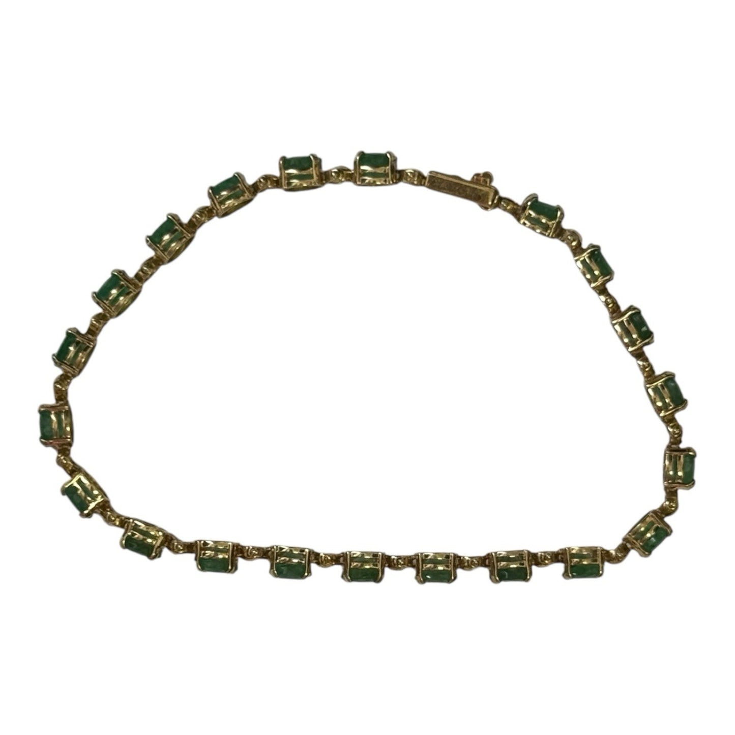 Vintage 9.66 Ct 21 Round Emerald 10k Gold Tennis Bracelet