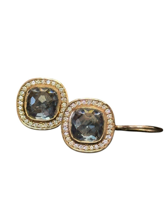 Thomas Sabo 18ct Rose Gold Plated Halo Earrings with Blue Square Stones