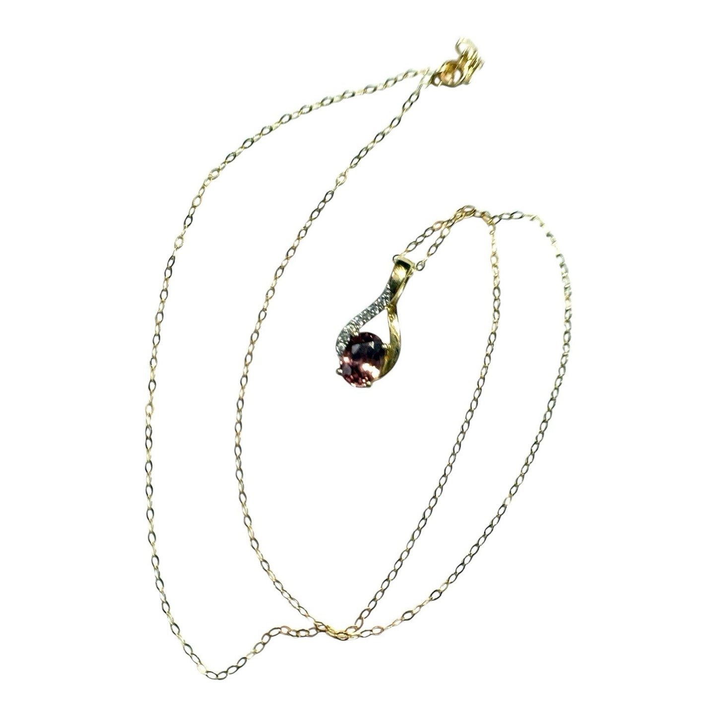 Pink & White Spinel Pendant & Chain 9ct Gold
