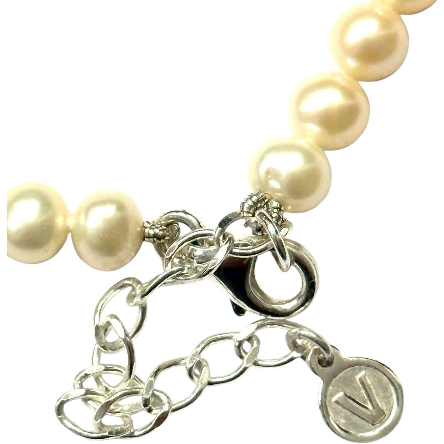 Cultured Pearl & Silver Heart Necklace Hallmarked