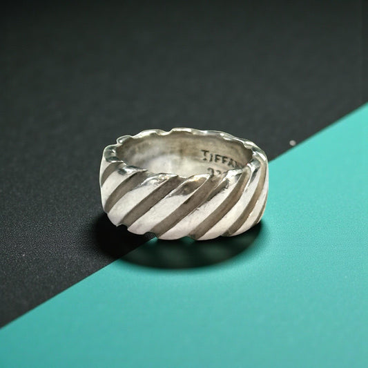 Vintage Tiffany & Co Twist Tornado Silver 925 Ring Size L