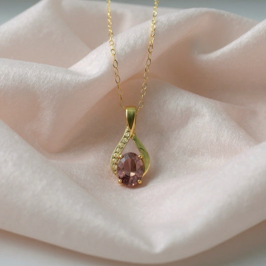 Pink & White Spinel Pendant & Chain 9ct Gold