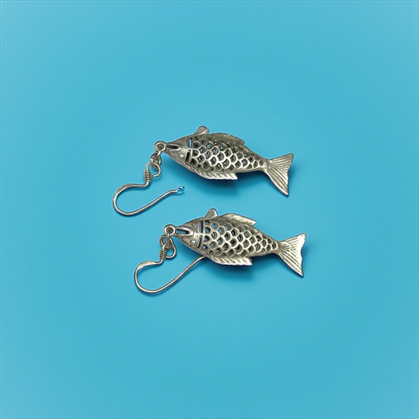 Fabulous Unique Fish Earrings Silver 925
