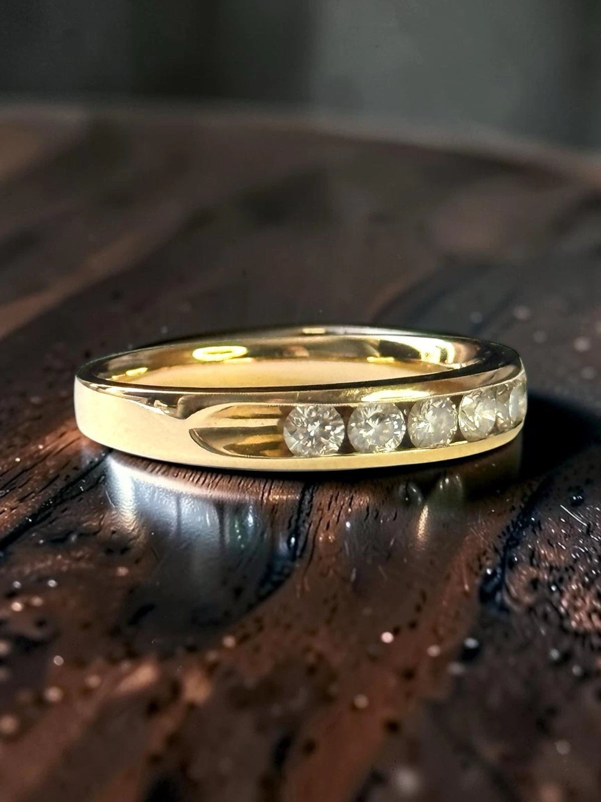 Full IGI Report 0.54ct Leo Natural Diamond Channel Set 18ct Yellow Gold Ring