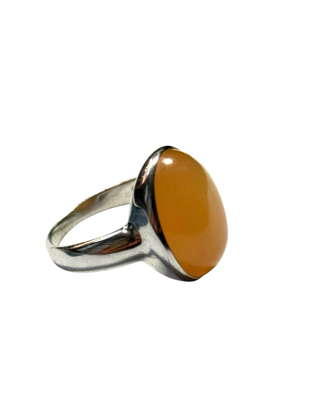 Pretty Peach Moonstone Silver Ring Size T