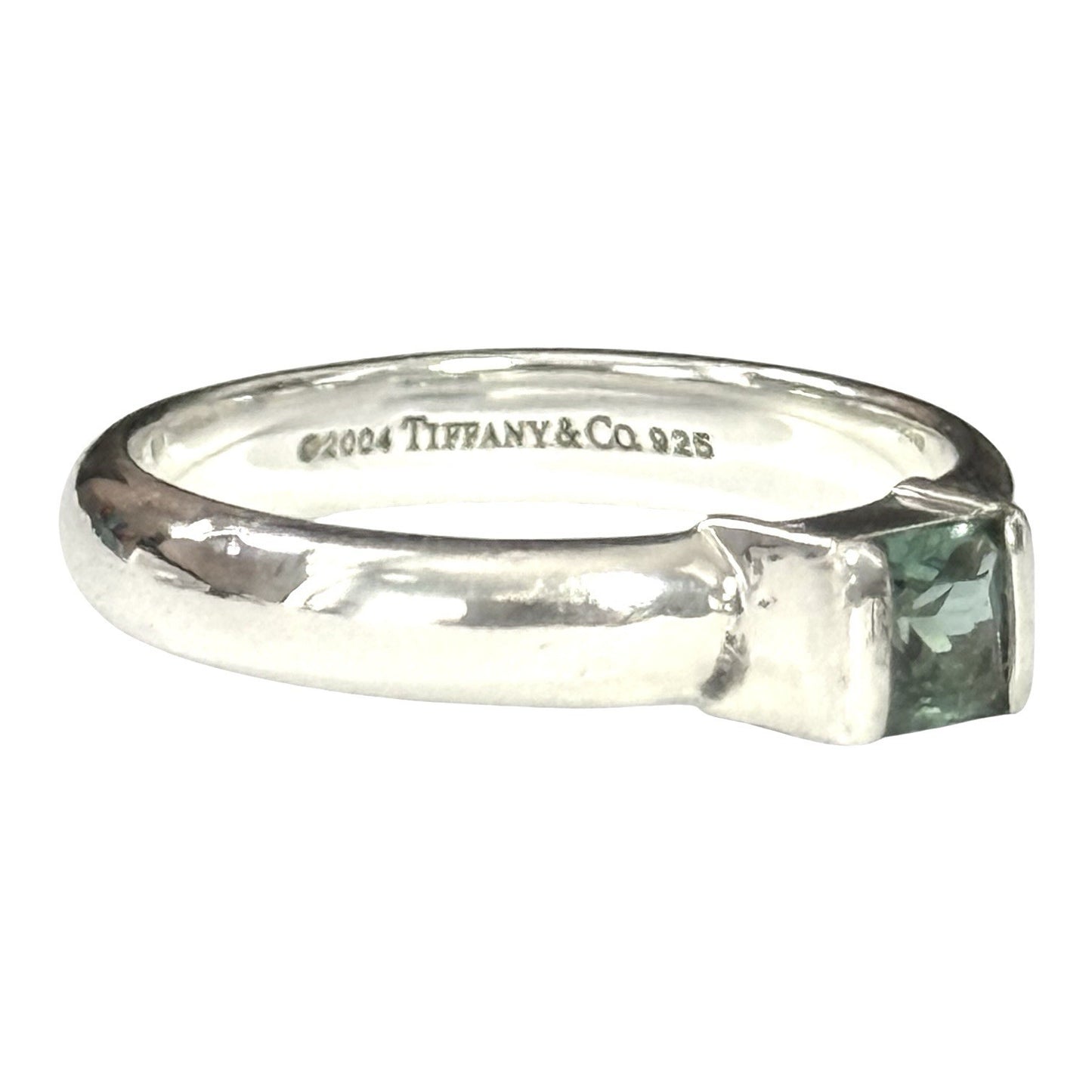 Rare Aquamarine Solitaire Authentic Tiffany & Co 925 Ring