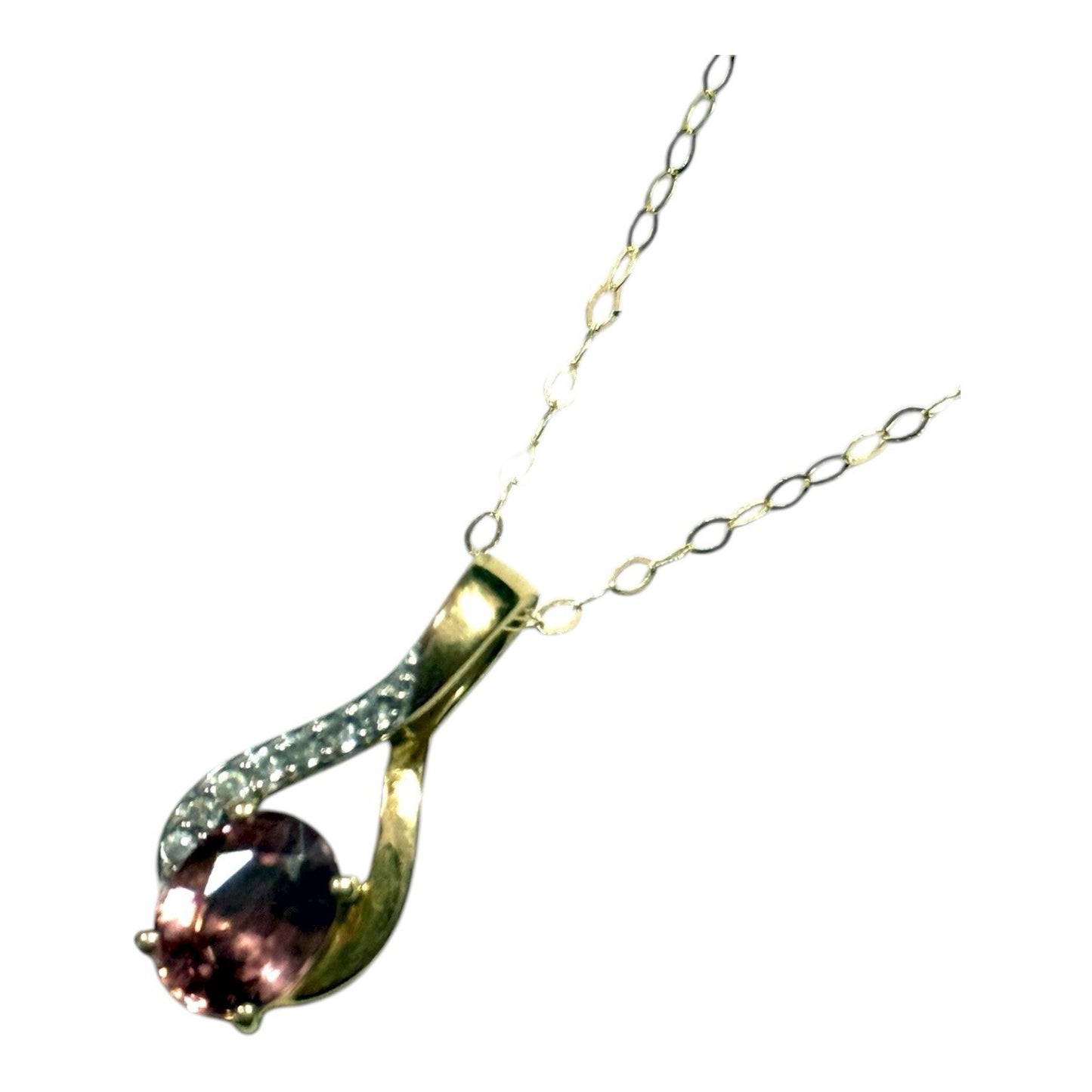Pink & White Spinel Pendant & Chain 9ct Gold