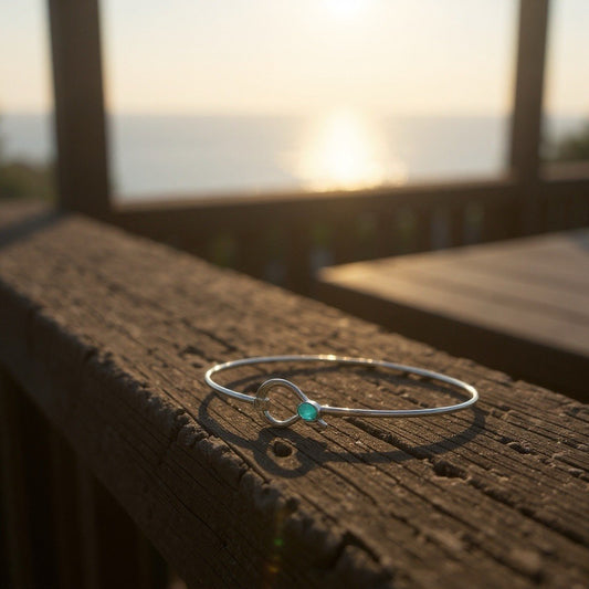 Blue Stone Silver Torque Necklace