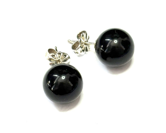 Rare Tiffany & Co Authentic Black Onyx Globe Earrings Silver 925