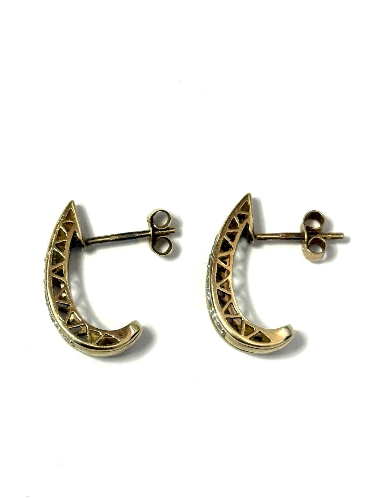 Luscious Half Hoop Diamond Gold Earrings