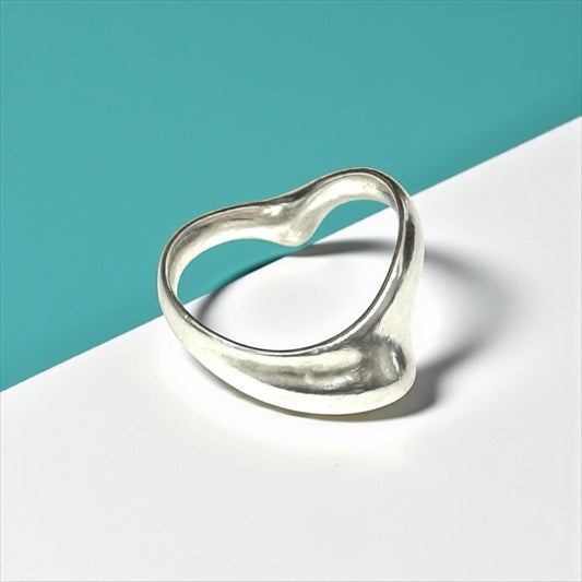 Tiffany & Co. Elsa Peretti Curve Open Heart Ring Size G Sterling Silver 925