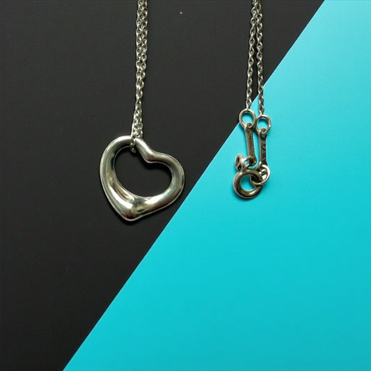 Tiffany & Co. Elsa Peretti Open Heart Pendant Necklace Sterling Silver 925