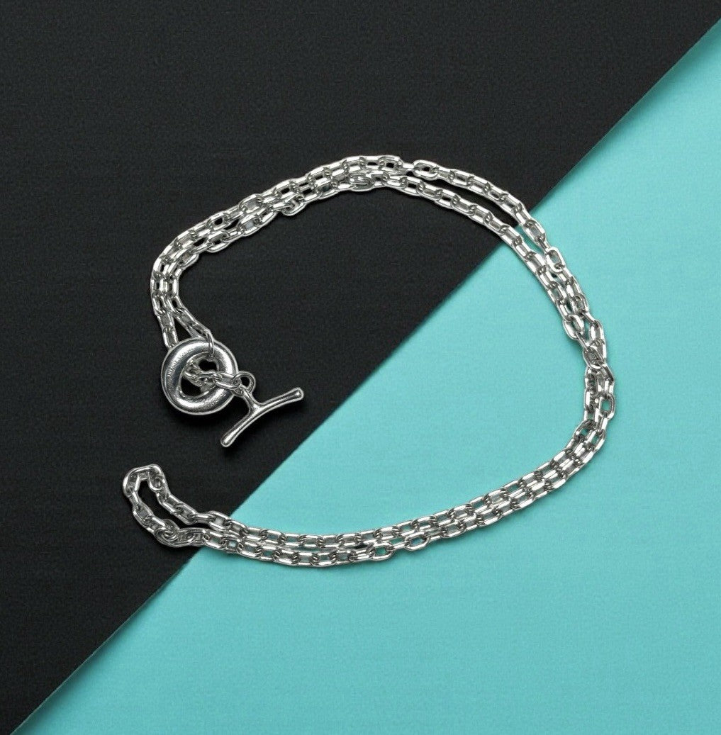 Ultra Rare Tiffany & Co Elsa Peretti Sevillana Toggle Silver 925 Necklace