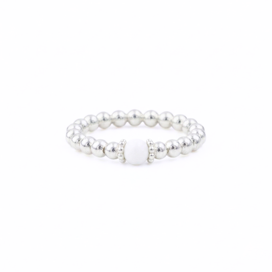 White Agate Gemstone Ring